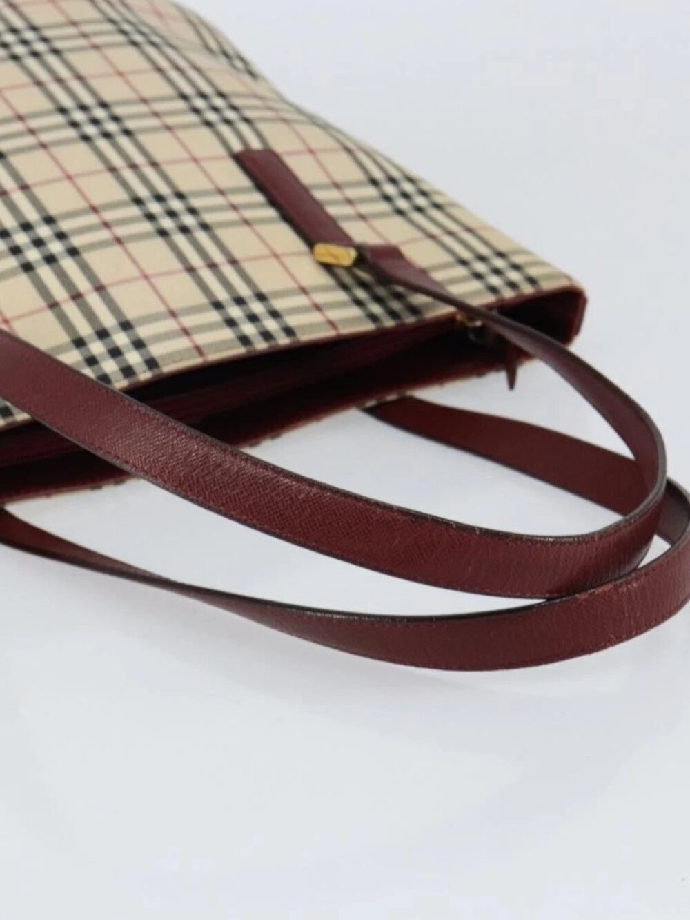 BURBERRY Nova Check Tote Bag Canvas Leather Beige Gold - Picture 8 of 16